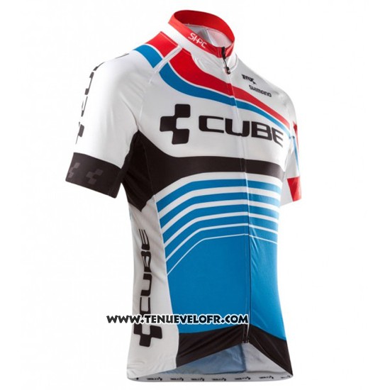 2016 Maillot Ciclismo Cube Bleu et Blanc Manches Courtes et Cuissard