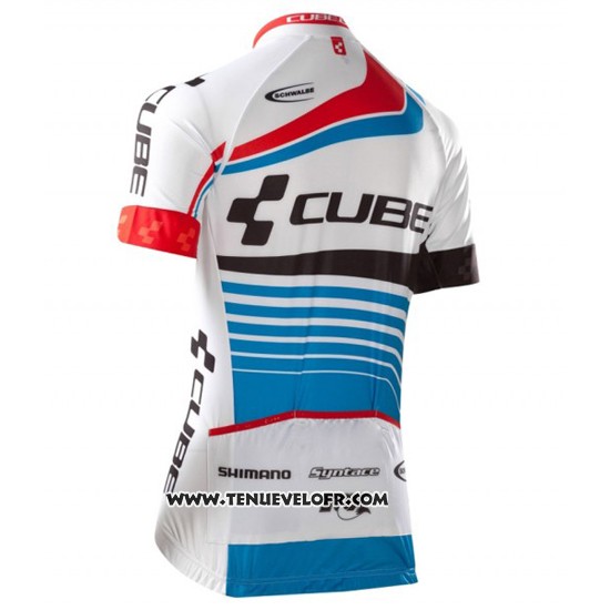 2016 Maillot Ciclismo Cube Bleu et Blanc Manches Courtes et Cuissard
