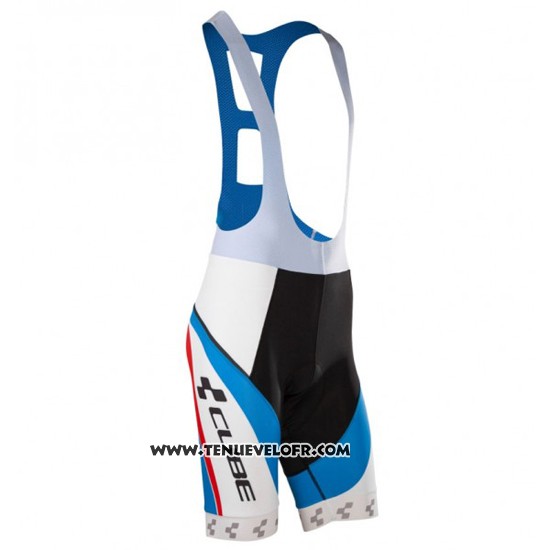 2016 Maillot Ciclismo Cube Bleu et Blanc Manches Courtes et Cuissard