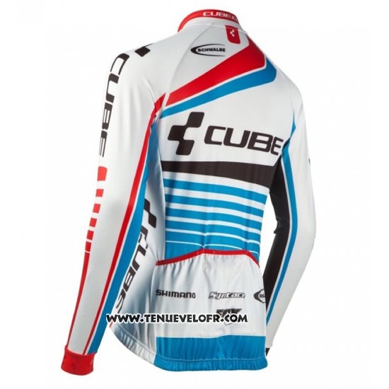 2016 Maillot Ciclismo Cube Bleu et Blanc Manches Longues et Cuissard