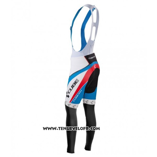 2016 Maillot Ciclismo Cube Bleu et Blanc Manches Longues et Cuissard