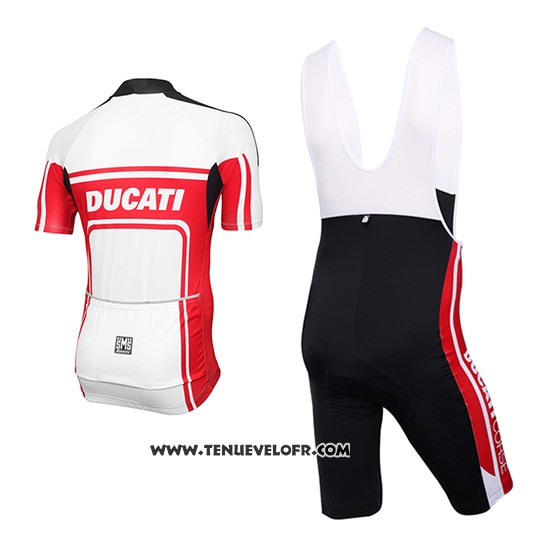 2016 Maillot Ciclismo Ducati Blanc et Rouge Manches Courtes et Cuissard