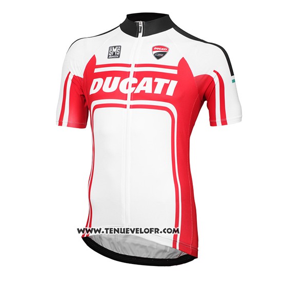 2016 Maillot Ciclismo Ducati Blanc et Rouge Manches Courtes et Cuissard