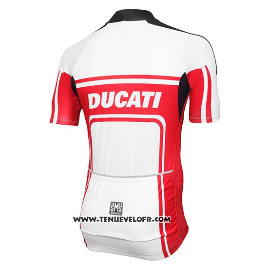 2016 Maillot Ciclismo Ducati Blanc et Rouge Manches Courtes et Cuissard