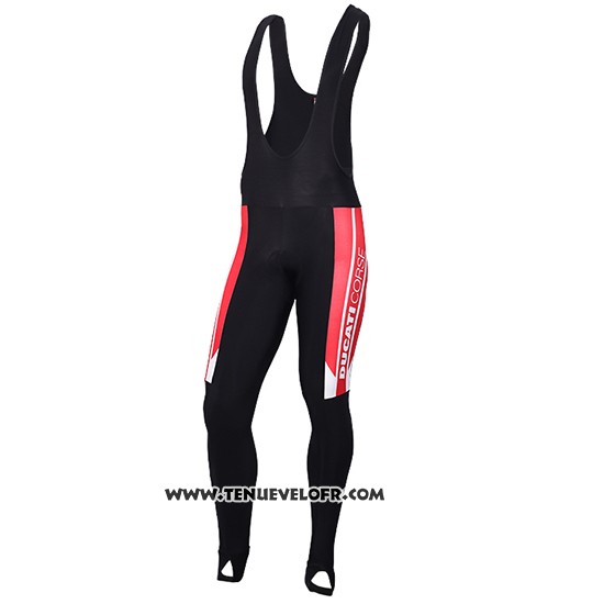 2016 Maillot Ciclismo Ducati Blanc et Rouge Manches Longues et Cuissard