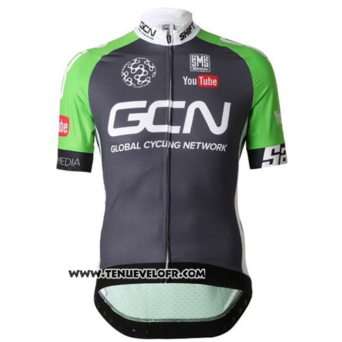 2016 Maillot Ciclismo GCN Gris et Vert Manches Courtes et Cuissard