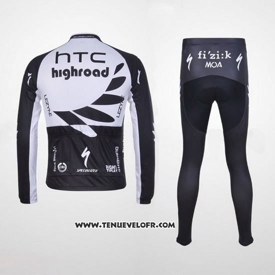 2011 Maillot Ciclismo Htc Highroad Noir et Blanc Manches Longues et Cuissard