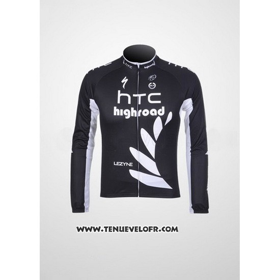 2011 Maillot Ciclismo Htc Highroad Noir et Blanc Manches Longues et Cuissard