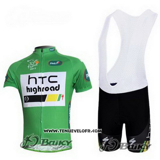 2011 Maillot Ciclismo Htc Highroad Vert et Blanc Manches Courtes et Cuissard