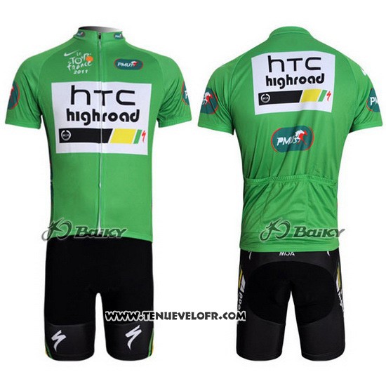 2011 Maillot Ciclismo Htc Highroad Vert et Blanc Manches Courtes et Cuissard