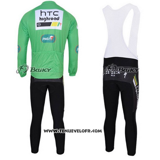 2011 Maillot Ciclismo Htc Highroad Vert et Blanc Manches Longues et Cuissard
