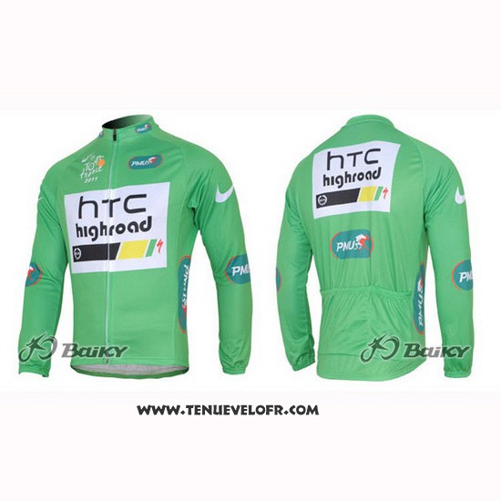 2011 Maillot Ciclismo Htc Highroad Vert et Blanc Manches Longues et Cuissard