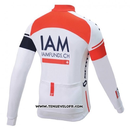 2016 Maillot Ciclismo IAM Blanc et Bleu Manches Longues et Cuissard