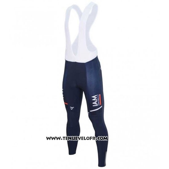 2016 Maillot Ciclismo IAM Blanc et Bleu Manches Longues et Cuissard