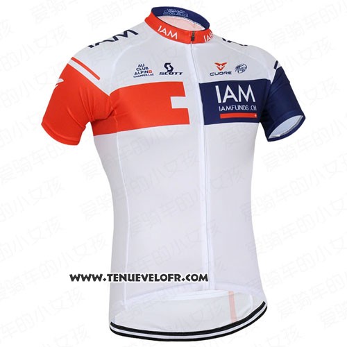 2016 Maillot Ciclismo IAM Rouge et Bleu Manches Courtes et Cuissard