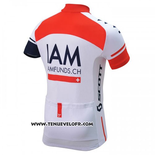 2016 Maillot Ciclismo IAM Rouge et Bleu Manches Courtes et Cuissard