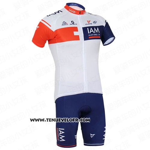 2016 Maillot Ciclismo IAM Rouge et Bleu Manches Courtes et Cuissard