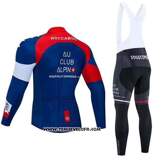 2020 Maillot Ciclismo IAM Blanc Rouge Bleu Manches Longues et Cuissard