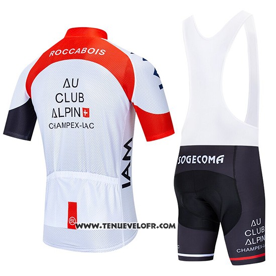 2020 Maillot Ciclismo IAM Blanc Rouge Noir Manches Courtes et Cuissard