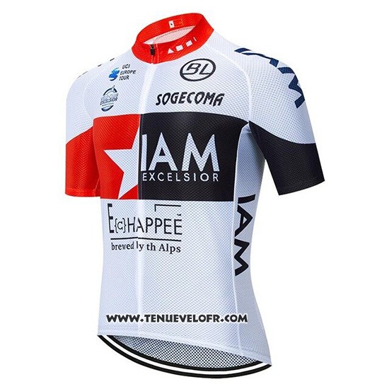 2020 Maillot Ciclismo IAM Blanc Rouge Noir Manches Courtes et Cuissard