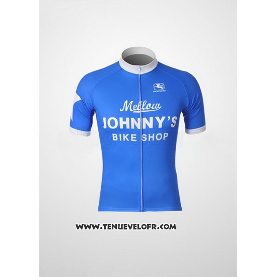 2010 Maillot Ciclismo Johnnys Blanc et Azur Manches Courtes et Cuissard