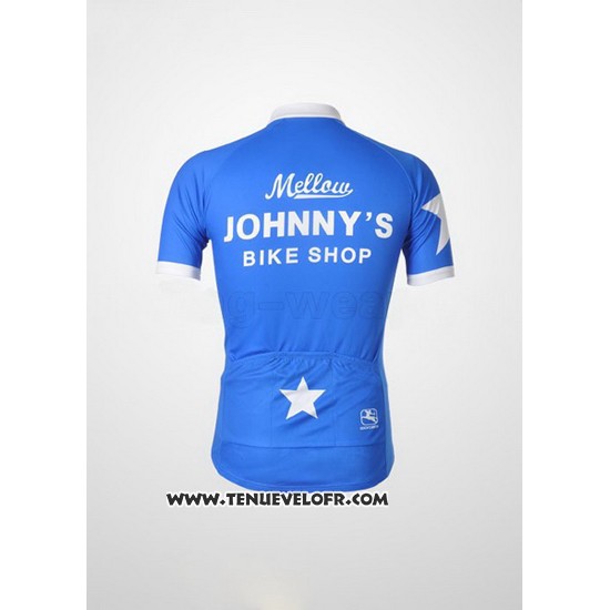 2010 Maillot Ciclismo Johnnys Blanc et Azur Manches Courtes et Cuissard