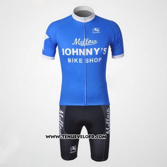 2010 Maillot Ciclismo Johnnys Blanc et Azur Manches Courtes et Cuissard