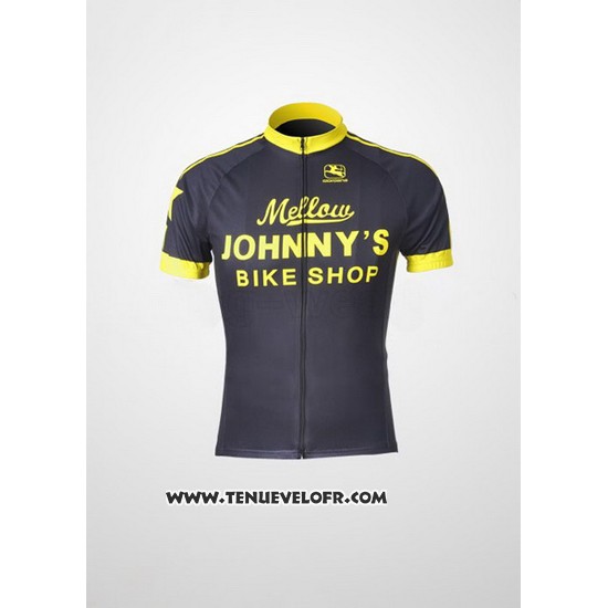 2010 Maillot Ciclismo Johnnys Noir et Jaune Manches Courtes et Cuissard
