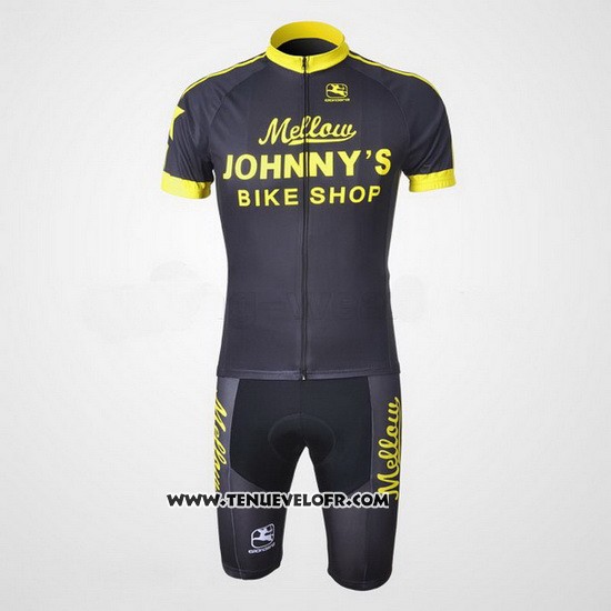 2010 Maillot Ciclismo Johnnys Noir et Jaune Manches Courtes et Cuissard