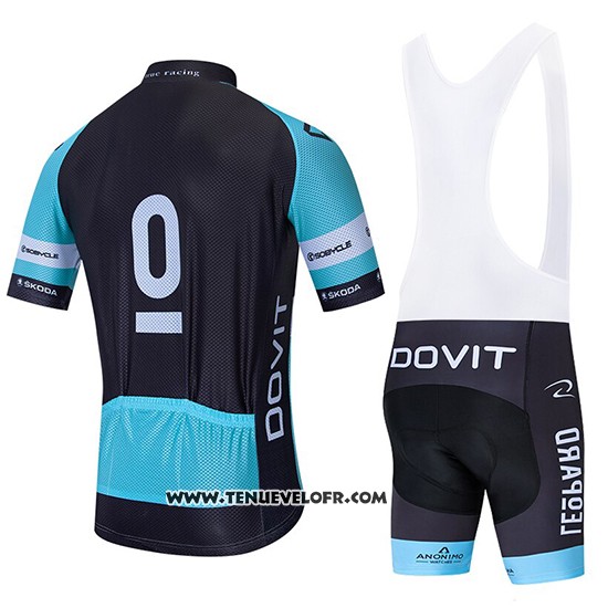 2020 Maillot Ciclismo Leopard Natural Bleu Noir Manches Courtes et Cuissard