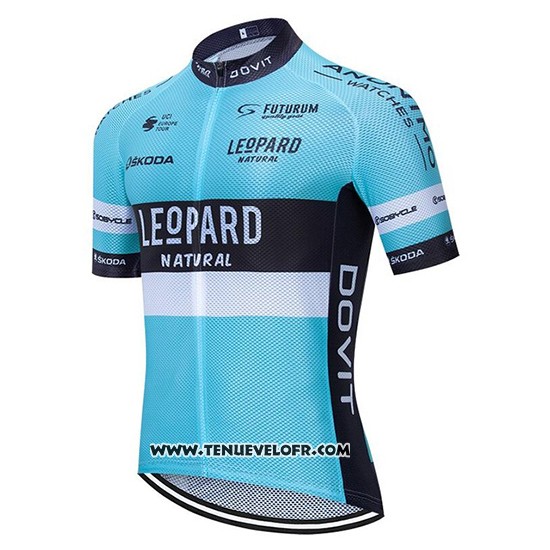 2020 Maillot Ciclismo Leopard Natural Bleu Noir Manches Courtes et Cuissard