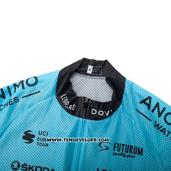 2020 Maillot Ciclismo Leopard Natural Bleu Noir Manches Courtes et Cuissard