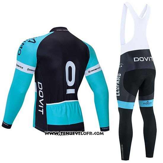 2020 Maillot Ciclismo Leopard Natural Bleu Noir Manches Longues et Cuissard