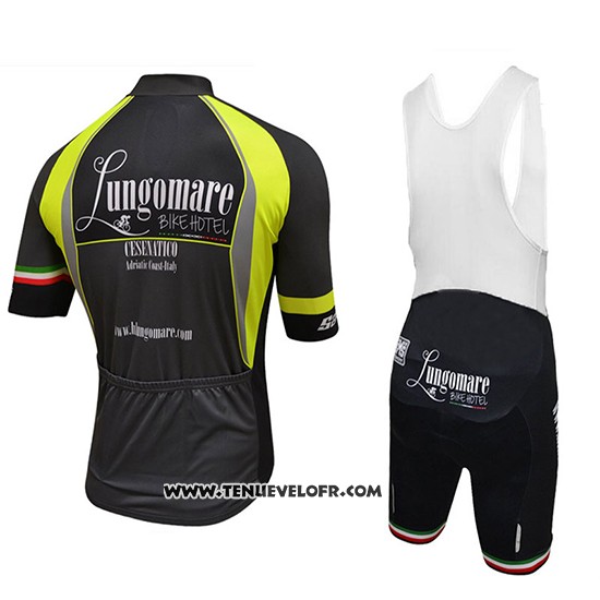 2018 Maillot Ciclismo Lungomare Noir et Jaune Manches Courtes et Cuissard