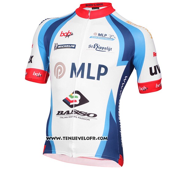 2015 Maillot Ciclismo Mlp Team Bergstrasse Blanc et Bleu Manches Courtes et Cuissard