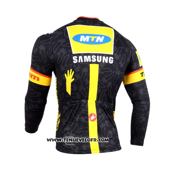 2014 Maillot Ciclismo Mtn Noir et Jaune Manches Longues et Cuissard