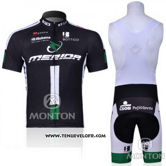 2010 Maillot Ciclismo Merida Noir et Vert Manches Courtes et Cuissard