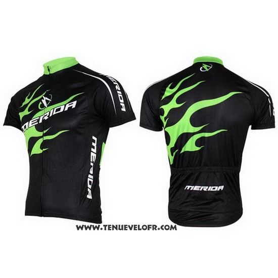 2013 Maillot Ciclismo Merida Noir et Vert Manches Courtes et Cuissard