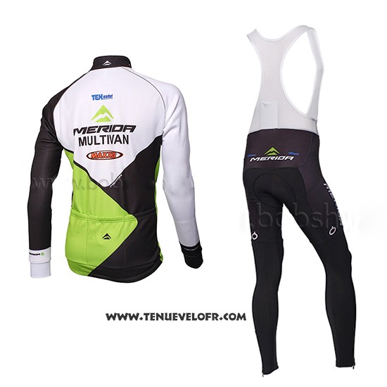 2014 Maillot Ciclismo Multivan Merida Vert et Blanc Manches Longues et Cuissard