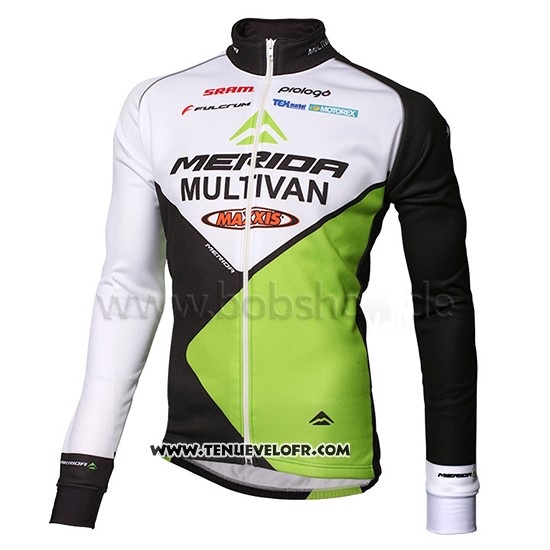 2014 Maillot Ciclismo Multivan Merida Vert et Blanc Manches Longues et Cuissard