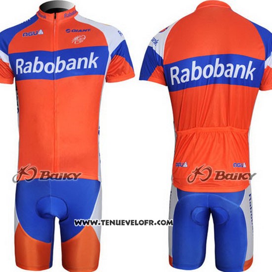2011 Maillot Ciclismo Rabobank Bleu et Orange Manches Courtes et Cuissard