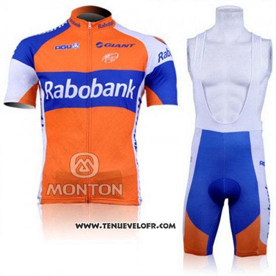 2011 Maillot Ciclismo Rabobank Bleu et Orange Manches Courtes et Cuissard