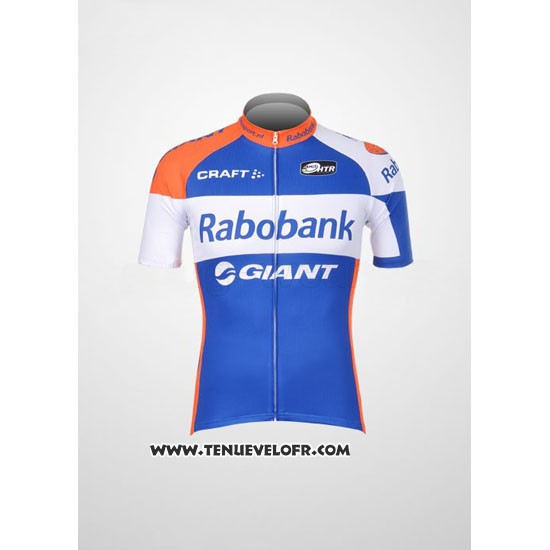 2012 Maillot Ciclismo Rabobank Bleu et Blanc Manches Courtes et Cuissard