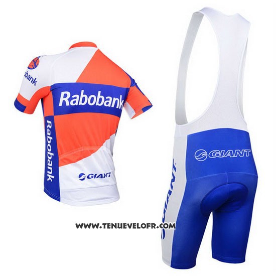 2013 Maillot Ciclismo Rabobank Bleu et Blanc Manches Courtes et Cuissard