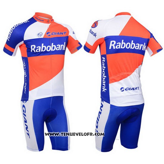 2013 Maillot Ciclismo Rabobank Bleu et Blanc Manches Courtes et Cuissard