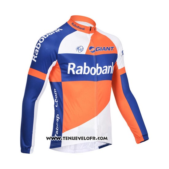 2013 Maillot Ciclismo Rabobank Bleu et Blanc Manches Longues et Cuissard