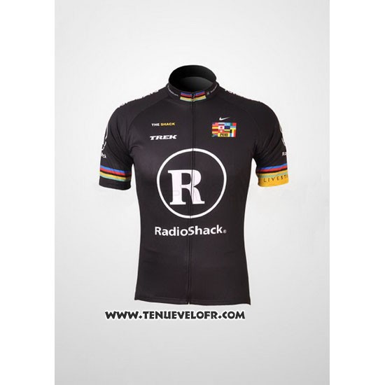 2010 Maillot Ciclismo Radioshack Noir et Jaune Manches Courtes et Cuissard