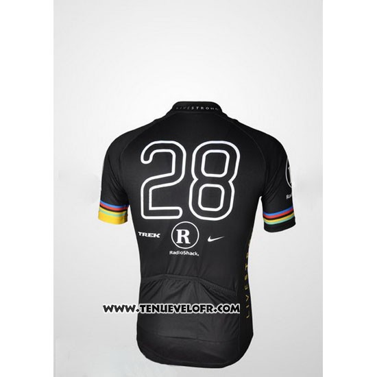 2010 Maillot Ciclismo Radioshack Noir et Jaune Manches Courtes et Cuissard