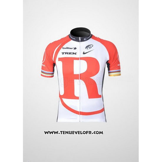 2011 Maillot Ciclismo Radioshack Blanc et Rouge Manches Courtes et Cuissard