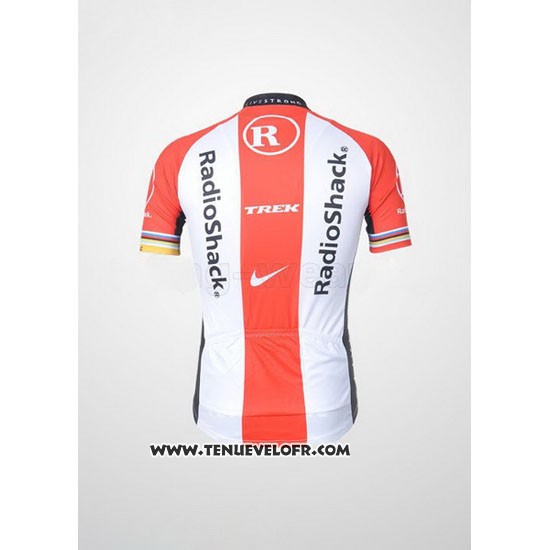 2011 Maillot Ciclismo Radioshack Blanc et Rouge Manches Courtes et Cuissard